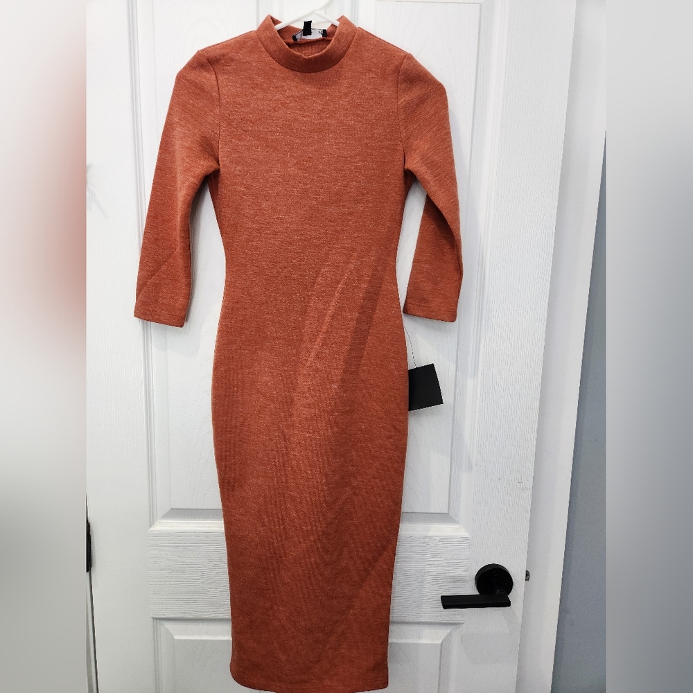 lulus xs burnt orange midi dress